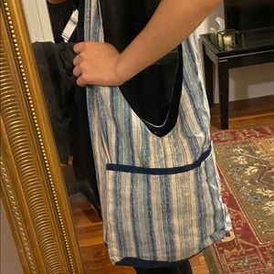 Blue hippie bag vintage hand made beach tote